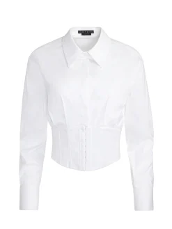 Alice and Olivia CROP TOPS*EDIE CORSET BUTTON DOWN BLACK