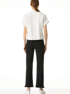 Alice and Olivia ANDREW PANT|JADE MESH BUTTON DOWN*EDYTH VEGAN TOP BLACK