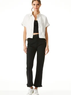 Alice and Olivia ANDREW PANT|JADE MESH BUTTON DOWN*EDYTH VEGAN TOP BLACK