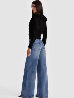 Alice and Olivia CARDIGANS*EILEEN RUFFLE CARDIGAN GREY MINERAL