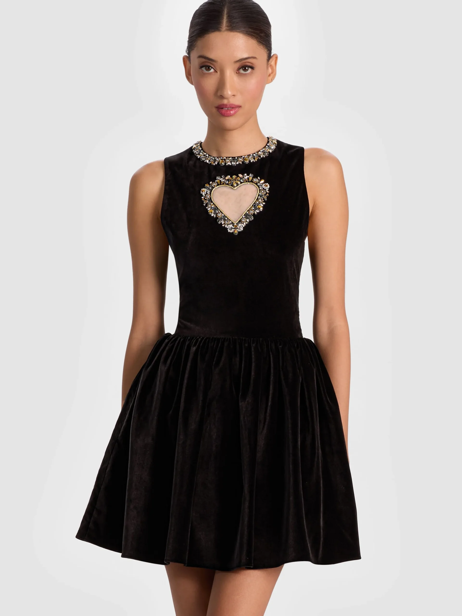 Alice and Olivia MINI*ELLA VELVET MINI DRESS