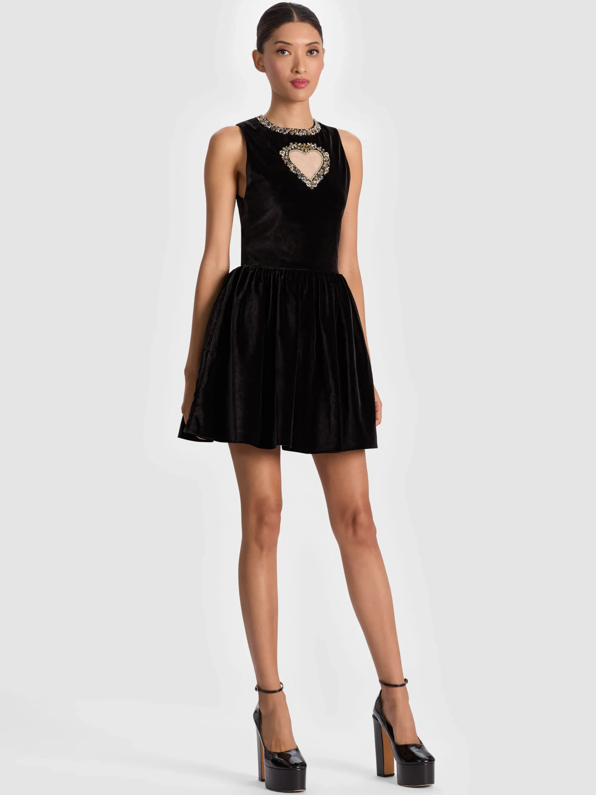 Alice and Olivia MINI*ELLA VELVET MINI DRESS