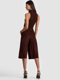 Alice and Olivia SHORTS*ELOISE SUEDE LONG SHORT BLACK