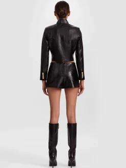 Alice and Olivia VEGAN*EMERSON VEGAN MILITARY JACKET DARK OLIVE