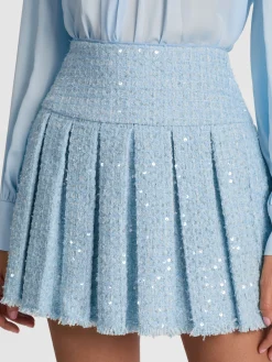 Alice and Olivia MINI*EMILIE TWEED MINI SKIRT OFF WHITE