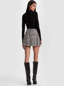Alice and Olivia MINI*EMILIE TWEED MINI SKIRT SOFT WHITE