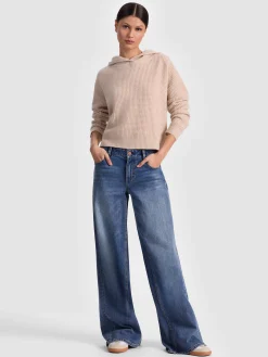 Alice and Olivia PULLOVERS*EMMANUELLE CASHMERE HOODIE SOFT WHITE/BLACK