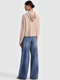 Alice and Olivia PULLOVERS*EMMANUELLE CASHMERE HOODIE SOFT WHITE/BLACK