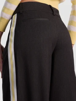 Alice and Olivia WIDE LEG*ERIC PANT WITH SIDE STRIPE DARK CHOCOLATE/PRALINE