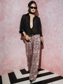 Alice and Olivia VEGAN*ERIC VEGAN SNAKESKIN PANT BLACK