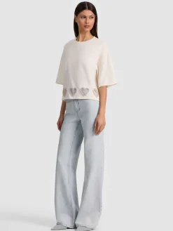 Alice and Olivia T-SHIRTS*EVAN HEART CUTOUT TEE ENGLISH ROSE