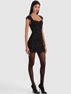 Alice and Olivia MINI*EVE EMBELLISHED LACE MINI DRESS