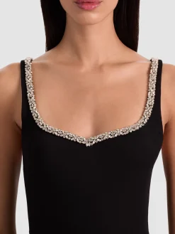 Alice and Olivia MINI*EVE EMBELLISHED TRIM MINI DRESS