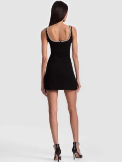 Alice and Olivia MINI*EVE EMBELLISHED TRIM MINI DRESS