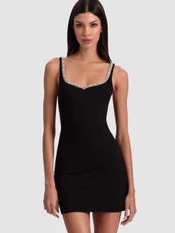 Alice and Olivia MINI*EVE EMBELLISHED TRIM MINI DRESS