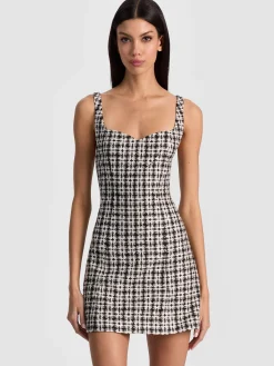 Alice and Olivia MINI*EVE TWEED MINI DRESS ECRU
