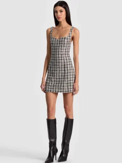 Alice and Olivia MINI*EVE TWEED MINI DRESS ECRU