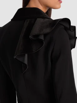 Alice and Olivia BLAZERS*FAIE SLIM RUFFLE MAXI BLAZER OXBLOOD