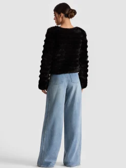 Alice and Olivia JACKETS*FAWN FAUX FUR JACKET SOFT WHITE