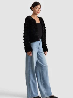 Alice and Olivia JACKETS*FAWN FAUX FUR JACKET SOFT WHITE