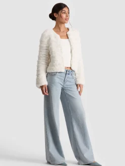 Alice and Olivia JACKETS*FAWN FAUX FUR JACKET BLACK