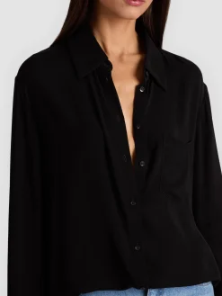 Alice and Olivia BLOUSES*FINELY OVERSIZED BUTTON DOWN BLACK