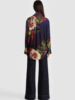 Alice and Olivia BLOUSES*FINELY OVERSIZED BUTTON DOWN BLACK