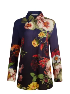 Alice and Olivia BLOUSES*FINELY OVERSIZED BUTTON DOWN BLACK