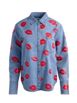 Alice and Olivia ANDREW PANT|JADE MESH BUTTON DOWN*FINELY OVERSIZED BUTTON DOWN DARK OLIVE