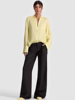 Alice and Olivia BLOUSES*FINELY PINSTRIPED BUTTON DOWN DARK CHOCOLATE/PRALINE