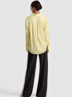 Alice and Olivia BLOUSES*FINELY PINSTRIPED BUTTON DOWN DARK CHOCOLATE/PRALINE