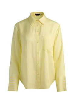 Alice and Olivia BLOUSES*FINELY PINSTRIPED BUTTON DOWN DARK CHOCOLATE/PRALINE