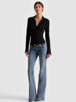 Alice and Olivia ANDREW PANT|JADE MESH BUTTON DOWN*FREYA FITTED TOP OFF WHITE