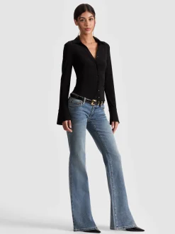 Alice and Olivia ANDREW PANT|JADE MESH BUTTON DOWN*FREYA FITTED TOP OFF WHITE