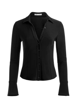 Alice and Olivia ANDREW PANT|JADE MESH BUTTON DOWN*FREYA FITTED TOP OFF WHITE