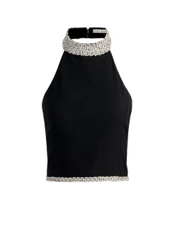 Alice and Olivia TANKS*GATZ EMBELLISHED TOP MIDNIGHT BLUE