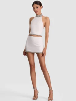 Alice and Olivia TANKS*GATZ EMBELLISHED TOP OFF WHITE