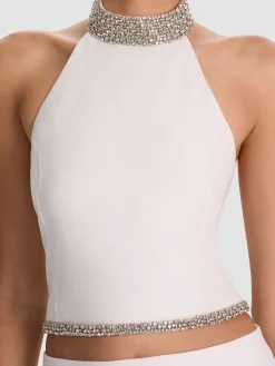 Alice and Olivia TANKS*GATZ EMBELLISHED TOP OFF WHITE