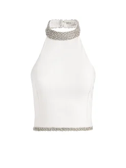 Alice and Olivia TANKS*GATZ EMBELLISHED TOP OFF WHITE