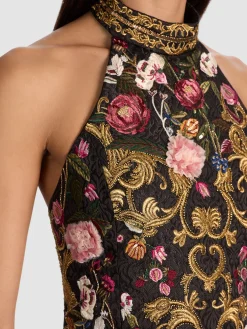 Alice and Olivia CROP TOPS*GATZ EMBELLISHED TOP GOLD