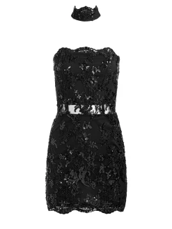 Alice and Olivia MINI*GEORGIE EMBELLISHED LACE MINI DRESS