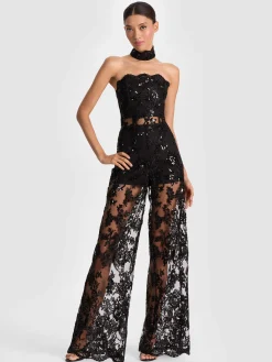 Alice and Olivia JUMPSUITS + ROMPERS*GEORGIE EMBELLISHED LACE JUMPSUIT