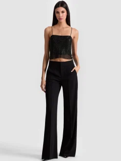 Alice and Olivia CROP TOPS*GRAZI CHAINMAIL TOP WHITE