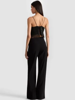 Alice and Olivia CROP TOPS*GRAZI CHAINMAIL TOP WHITE