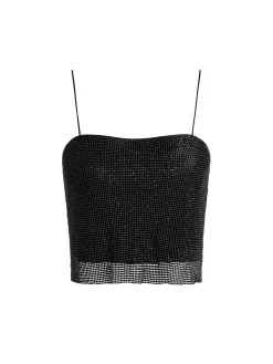 Alice and Olivia CROP TOPS*GRAZI CHAINMAIL TOP WHITE