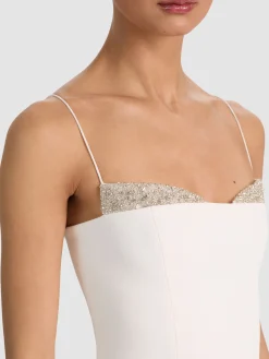 Alice and Olivia TANKS*HALLIE EMBELLISHED PEEKABOO TOP GREY MINERAL