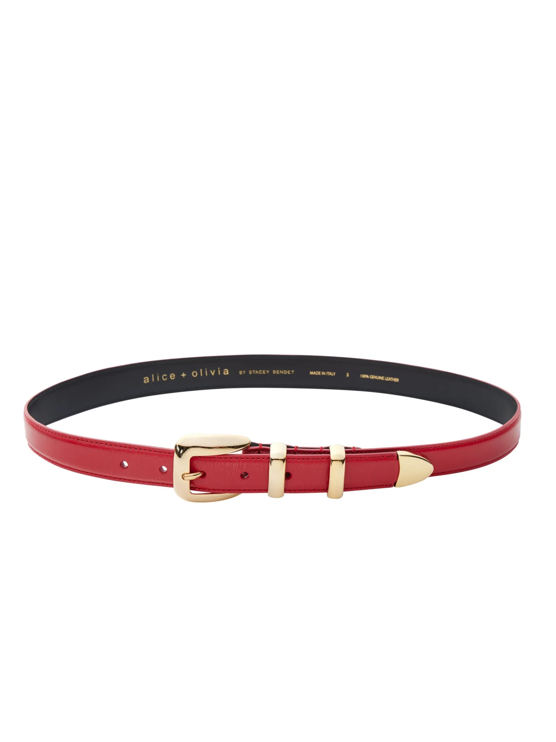 Alice and Olivia FRIENDS + FAMILY*HAYDEN BUCKLE BELT BRIGHT RUBY/GOLD