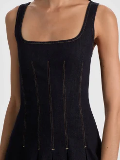 Alice and Olivia MINI*HOLLIS DENIM MINI DRESS WHITE