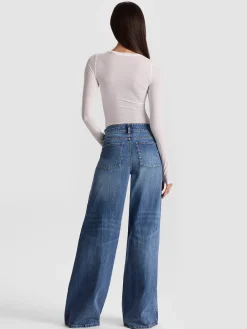 Alice and Olivia BODYSUITS*HOTTIE LONG SLEEVE BODYSUIT GREY MINERAL