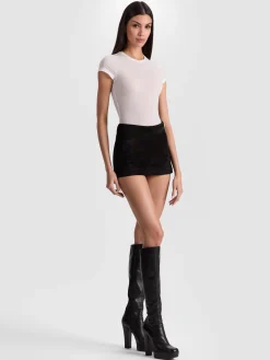 Alice and Olivia BODYSUITS*HOTTIE SHORT SLEEVE BODYSUIT BLACK